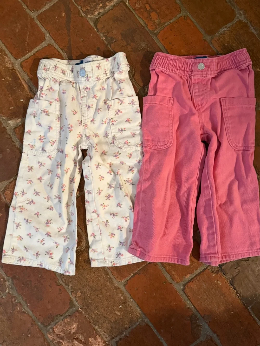 Old Navy Toddler Girls Wide Leg Pants Lot of 2 Floral Pink, Size 2T